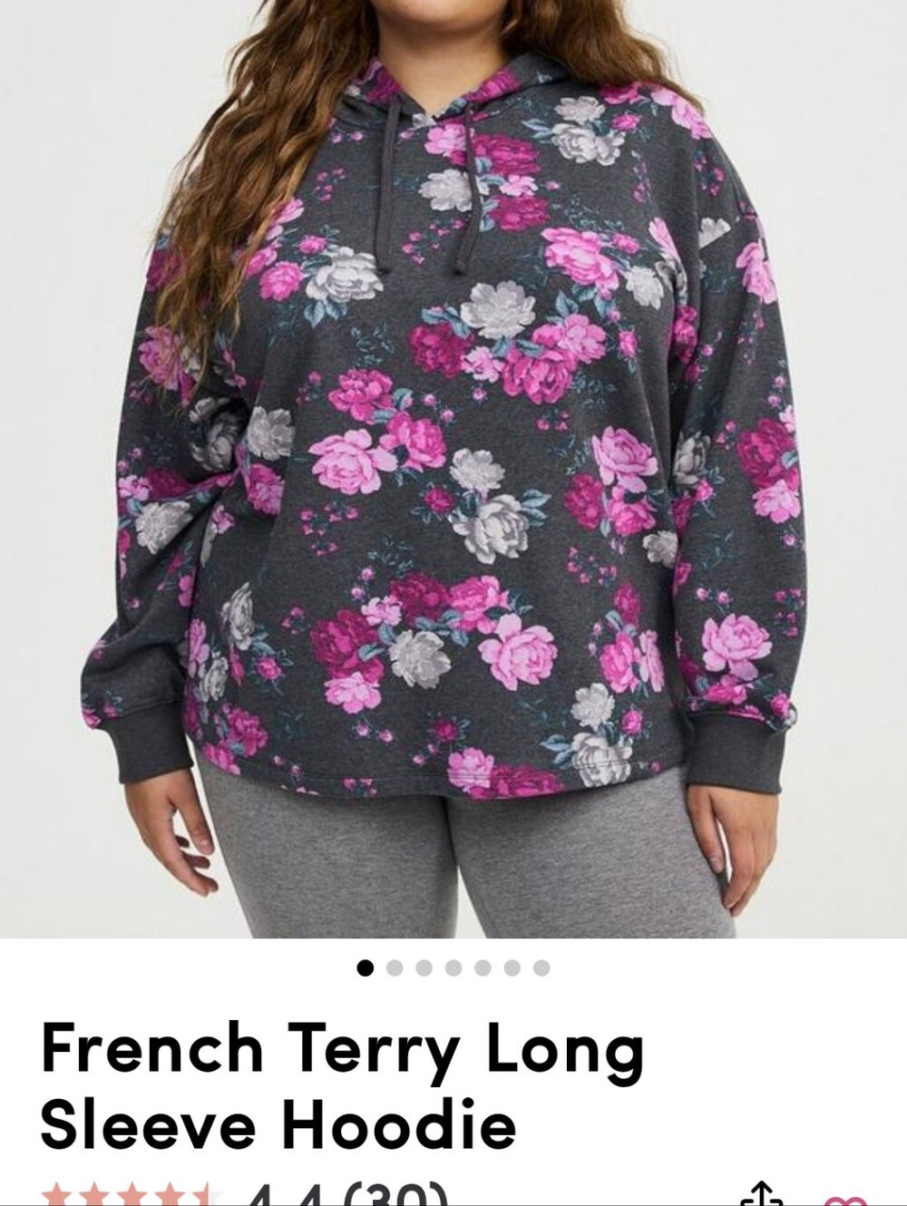 Torrid French Terry Hoodie Floral Print Size 4 4x 26